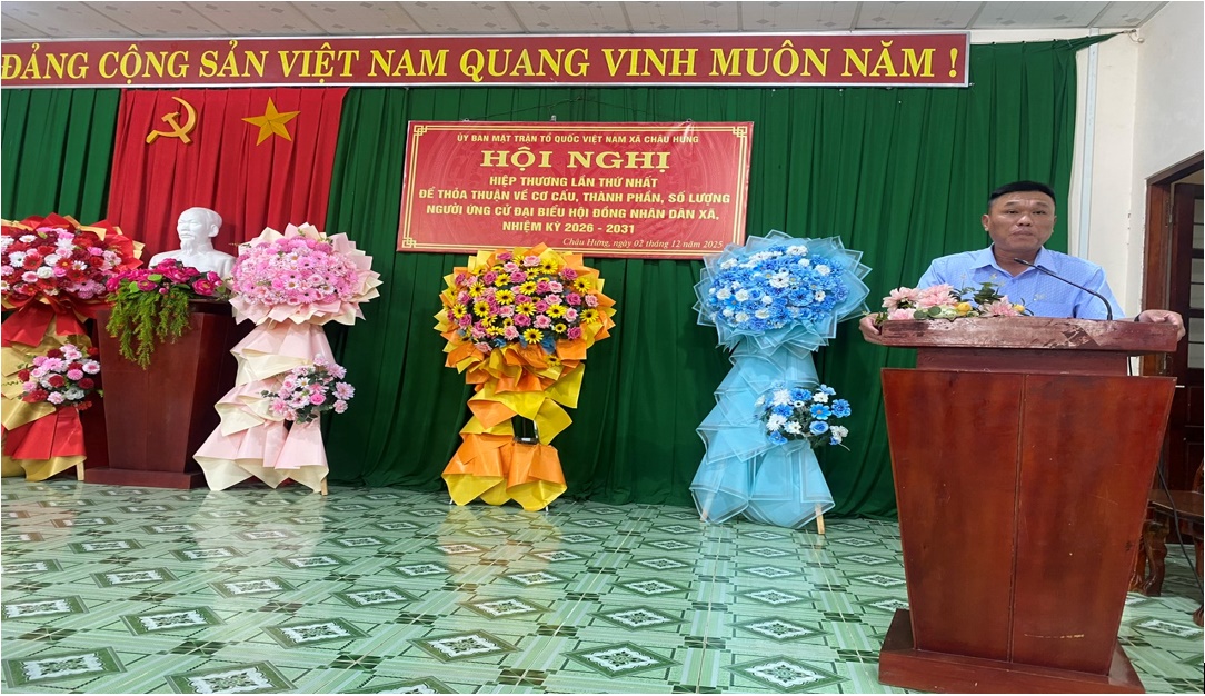 Ban Thường trực Ủy ban Mặt trận Tổ quốc Việt Nam xã Châu Hưng về thực hiện quy trình hiệp thương giới thiệu người ứng cử đại biểu Hội đồng nhân dân xã, nhiệm kỳ 2026-2031